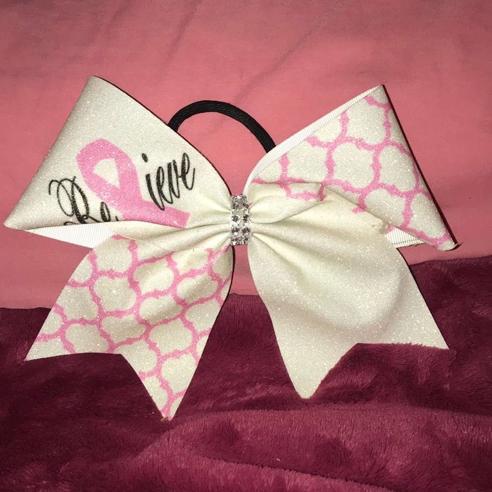 Believe breast cancer bow